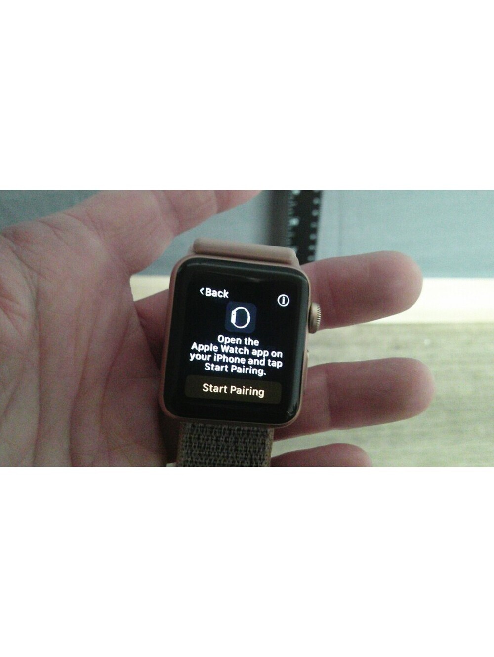 Apple Watch Series 3 with Pink Nylon Sport Loop Band